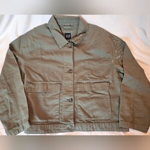 GAP Green Denim Jacket, Buttons, Large Pockets, Collar, NWT, XL